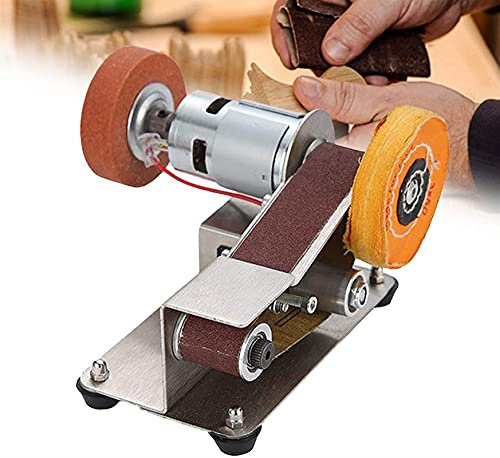 FBJAMZ Lijadora de Bricolaje, Amoladora de Banda pequeña, Velocidad Ajustable, para Madera, plástico, Metal, lijadoras de Banda