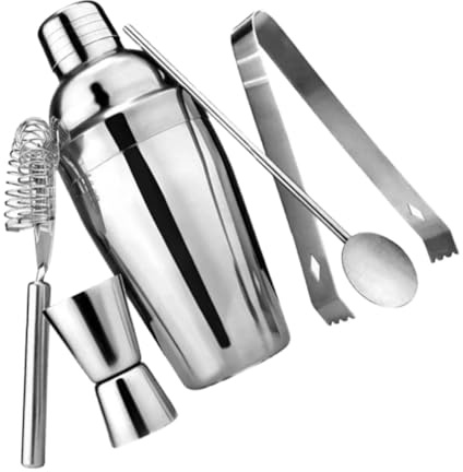 FONDOTIN 5piezas Coctelera De Acero Inoxidable Medidor De Accesorios para Coctelería Colador Profesional para Bebidas para Preparar Cócteles Casa