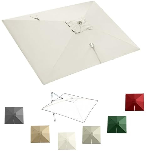 IMUNKT Carré Auvent De Parapluie Déporté 3x3m/3x4m/2.5x2.5m Toile De Rechange Pour Parasol Terrasse Tissu De Remplacement Parasol De Jardin 8 Baleines(Beige,3x3m (10x10ft))