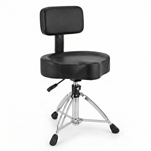 MoResolune Drum Throne with Backrest Hydraulic Drum Throne Saddle Drum Stool for Lumbar Support, Professional Motorcycle Seat with Adjustable Height, 450lbs Heavy Duty Padded Chair for Adults