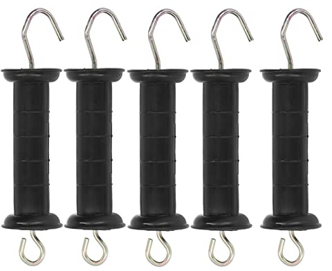 Agatige 5PCS Electric Fence Gate Handle, Heavy Duty Insulated Gate Grip Bar Electric Fence Supplies Gate Spring with Metal Hook for Farm Pasture