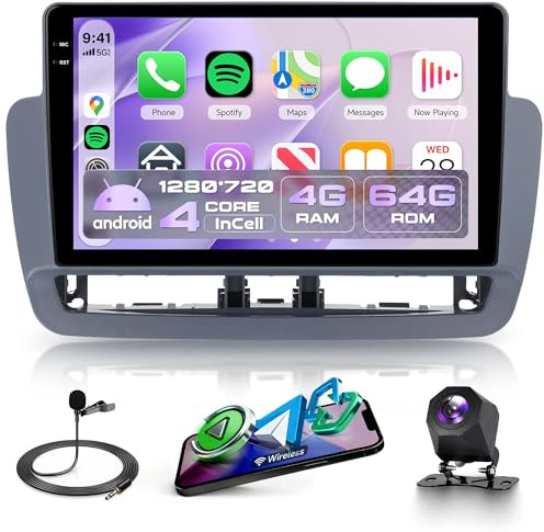 4G+64G Android Radio Coche para Seat Ibiza 6j 2012-2015 Inalámbricos Carplay Android Auto 9 Pollici Incell Pantalla Táctil Radio GPS Navi WiFi Mirror Link Bluetooth FM/RDS EQ/SWC/USB Cámara Trasera