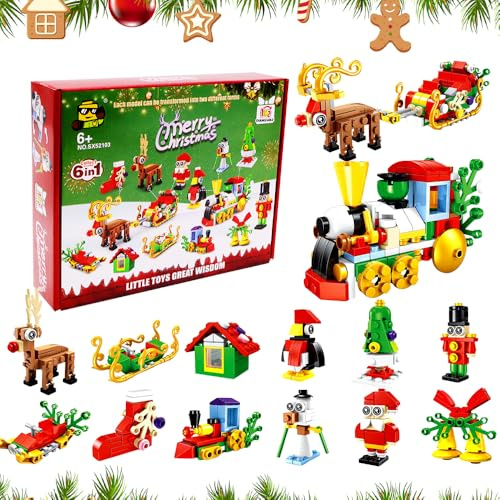 WFKKMEQ Christmas Building Blocks Set, 12 in 1 Reindeer Building Figures Building Block Decoration Ornaments DIY Christmas Blocks Santa Block 3D Puzzle Brick Toys Micro Construction Buildings Bricks