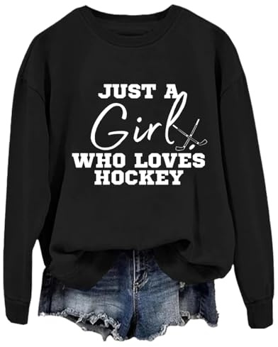 Just A Girl Who Loves hockeytröja roliga ishockeytröjor för kvinnor, Svart, 3XL
