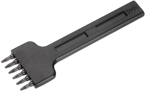 QUARKZMAN Punteruolo Per Cucitura In Pelle 5mm 6 Punte In Acciaio Al Carbonio Punteruolo Per Fori A Scalpello Per Fai Da Te Borsette Portafogli Portacarte Portachiavi Cinture Nero