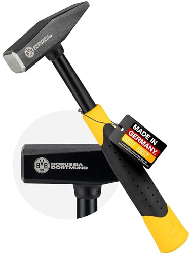 PICARD Montagehammer BVB-Edition Nr. 301, 500 g | Lizenzprodukt für echte Borussia Fans | Hammer im Offiziellen Borussia Dortmund Design | Handwerkzeug | Schlosserhammer | Hammer klein