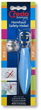 CREDO Hornhaut Safetyhobel POP ART, verchromt, blau