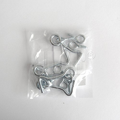 HKB ® 4 Stück Sturmhaken mit Ösen, 40mm, Sturmsicherung mit Holzgewinde für Fensterläden, Tore und Türen, auch als Kistenhaken verwendbar, Haken und Öse aus Metall verzinkt, Artikel-Nr. 62354