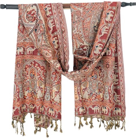 GURU SHOP Indischer Pashmina Schal mit Paisley Muster | Weicher Viskose-Schal, vielseitig tragbar, ideal als Schultertuch oder Halstuch, perfektes Accessoire für jeden Anlass.