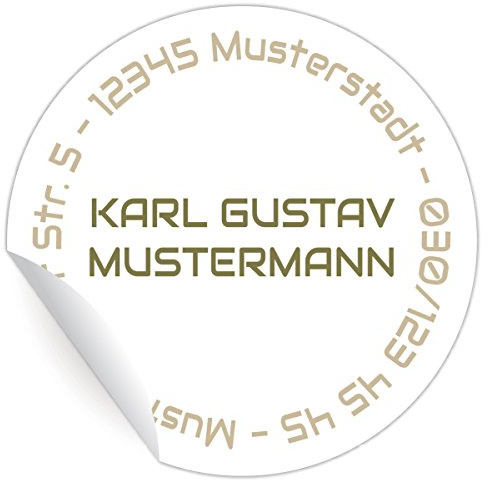 5 x 24 personalisierbare Adress Aufkleber, MATTE Papier Aufkleber | Sticker mit ihrer Adresse und Farbe nach Wunsch (ø 45mm); 5 x 24 x 1 Motive)