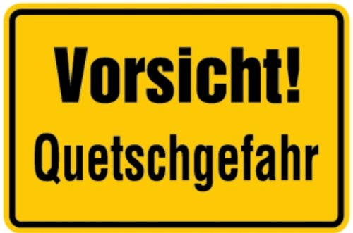 LEMAX® Hinweisschild, Vorsicht! Quetschgefahr, 200x300mm Alu geprägt gelb/Schriftfarbe: schwarz/Randfarbe: schwarz