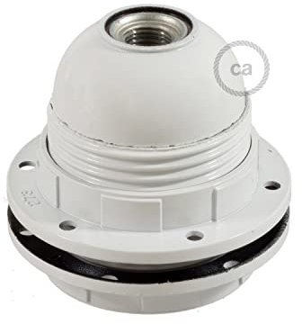 creative cables Kit Douille E27 en bakelite avec écrou Double Anneau pour Abat-Jour - Blanc