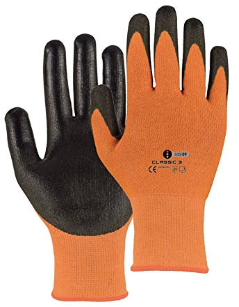 Schnittschutz Arbeitshandschuhe - 10 Paar - Montagehandschuhe - Schnittschutzhandschuhe - Schnittschutzklasse 3 - Farbe: orange/schwarz - Gr. 8 (M)