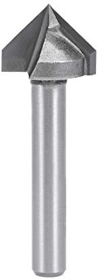 sourcing map 90 Degree V-Rainure Fraise Mèche 16mm Diamètre avec 6mm Tige Titane Acier Incisé V Fraise à Rainurer Gris