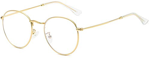 MIGOO Klassische Runde Blaulichtfilter Brille Ohne Stärke Metall Rahmen Retro Brillenfassungen Nerdbrille Unisex (Herren/Damen)