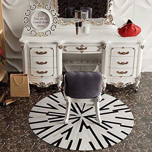 LHNLY-Teppiche Teppich Kuhfell Patchwork, Amerikanische Kreative Mode High-End Qualität Geometrische Muster Kunstleder Nähen Runde Teppich Matte Hotel Clubhaus Villa Wohnzimmer Geschenk