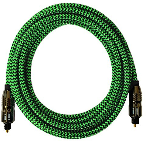 i! - 5m Premium Nylon Toslink Kabel - Optisches Digital Audiokabel LWL HiFi - grün