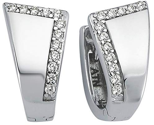 VINANI Klapp-Creolen aus 925 Sterling Silber I Nickelfreie rhodinierte Damen-Ohrringe mit Zirkonia I Hochglanzpoliert mit Anlaufschutz I Allergikerfreundlich I Handarbeit in Juweliersqualität I 2CZE