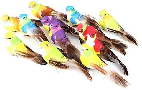 12 Stück Dekovogel, Künstliche Vögel, Künstliche Vögel Weihnachtsschmuck, Feder Vogel Modell, 12 Bunte Künstliche Vögel Auf Clips, Federschaum-Vögel Für Garten, Vogel, Ornamente, Partydekorationen