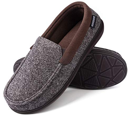 RockDove Pantoufles Mocassins SILVADUR en tissu anti-odeurs pour homme, café, 44 EU