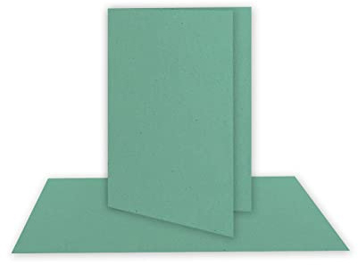 75x Faltkarten DIN A7 in Kraftpapier Eukalyptus-Grün - 10,5 x 7,4 cm - Grammatur: 240 g/m² - Kleine Doppelkarten blanko zum Selbstgestalten und Bedrucken