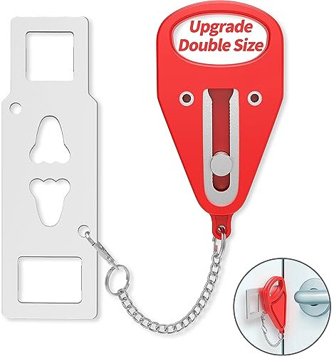 KUOGO Portable Door Lock for Home Security Travel Lockdown Locker Safety Locks for Additional Safety and Privacy Perfect for Traveling Apartment College Red