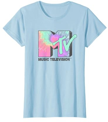 MTV Klassisches Neon Tie-Dye Logo T-Shirt, S, Halbarm, Herren