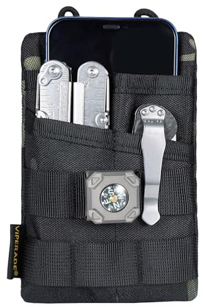 VIPERADE VE3 EDC Tool Pocket Organizer, Small EDC Pocket Organizer Pouch for Men,Small Multitool Nylon Tool Pouch for Mini Flashlight Multitool - Black Camo