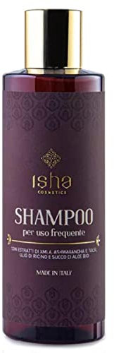 ISHA cosmetics Shampoo für häufige Anwendung, natürlich, ayurvedisch, mit Extrakten aus Amla,Ashwagandha und Tulsi-Saft aus Bio-Aloe und Rizinusöl, dermatologisch und vernickelt getestet <1ppm-vegan