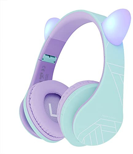 PowerLocus Cuffie Bluetooth per Bambini, P2 Cuffie Wireless Over-Ear, Cuffie Bluetooth 5.0 Pieghevoli, con Microfono, Micro SD, Cuffie Wireless e cablato, Custodia da viaggio