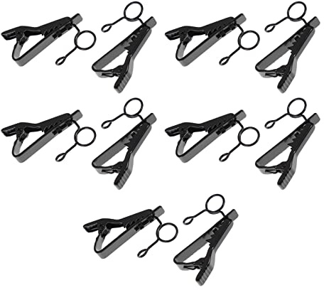Milisten 10 Stück Mikrofon-Ansteckclips - Hochwertige Metall-Lavalier-Clips für Revers-Mikrofone - Ersatz-Krawattenklammern für Interviews, Vlogging & Podcasts - Schwarz