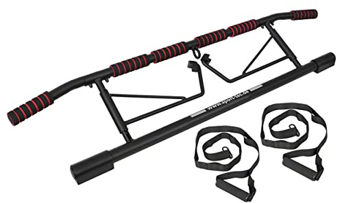 FitPro klappbare Türreck Klimmzugstange 117x28 cm - Inklusive Power Ropes & Karabiner