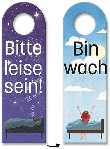 Bitte leise sein oder Bin wach Türhänger mit Bett unter freiem Himmel Türanhänger für erholsamen Schlaf um allen zu zeigen das man seine wohl verdiente Nachtruhe ohne Störung
