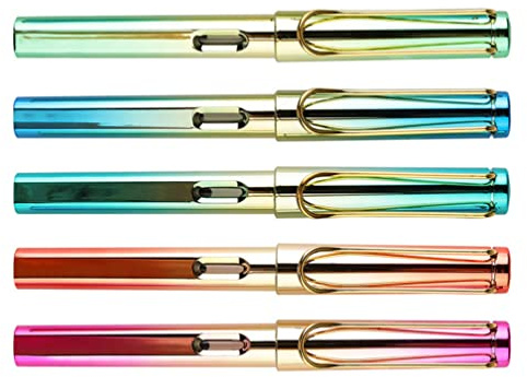 BESPORTBLE 5pcs Refillable Calligraphy Pens with Ink Sacs, Smooth Writing Fountain Pens in Plastic Metal for Students Graduation Period Practice and Drawing