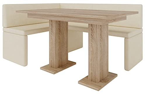 FURNISTAR Eckbank Akiko mit Tisch - Eckbankgruppe für Ihrem Esszimmer, Küche modern, Sitzecke, Essecke. Perfekt für Küche, Büro und Rezeption. Solide und Starke Verarbeitung (Soft 18, 168x128 rechts)
