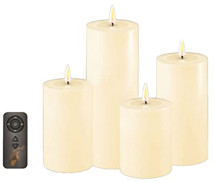 ReWu Deluxe Homeart - Juego de velas LED con mando a distancia y temporizador en color crema