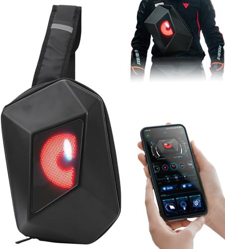 Bewinner LED Motorrad Rucksack, USB-5-V-LED Rucksack mit Programmierbarem und Vollfarbigem Bildschirm, APP Steuerung Wasserdichter Schulter Reiserucksack für Männer/Frauen
