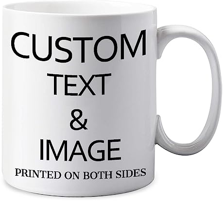 Personalised Custom Mug 11oz Coffee Cup with Text, Logo and Photo - Personalised Christmas Birthday Gifts for Mum, Dad on Anniversary Weeding Birthday - 7 Colors Available
