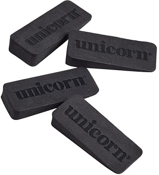 Unicorn Dartscheiben-Wandkeile | Sicheres Board während des Spiels gegen Wackeln | leichtes, Aber Robustes gummiähnliches Eva-Polymer | Schwarz mit Logostyle Design | 4 Stück pro Packung