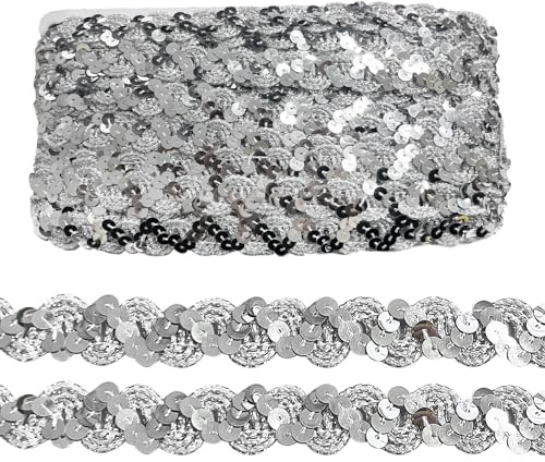 15 metri di nastro con paillettes a forma di S, accessori per indumenti, accessori da cucito lucidi, adatto per la decorazione di abbigliamento, fai da te, artigianato.