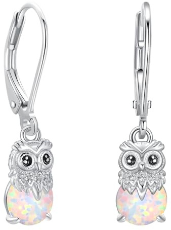 Suoye Panda/Eulen/Koala Ohrringe Silber 925 Mädchen Tier-Ohrringe Opal Ohrringe