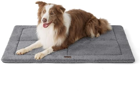 BEDSURE Hundematte Große Hunde,Hundekissen waschbar, 104x69cm, grau | hundekissen grosse hunde,Sherpa-Plüsch Hundebett mit hochdichter Schaumstofffüllung,hundematratze,hundedecke