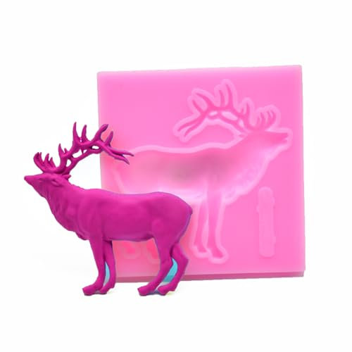 VeEthi Moldes Tartas Silicona 5 Piezas De Cervatillo Navideño Horneado, Ciervo Sika, Fondant, Arcilla, Chocolate, Moldes De Silicona, Decoración Y Forma De Tarta