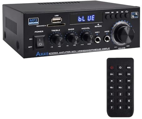 Evliery Stereo Audio Amplifier Receiver,Bluetooth 5.0 Sound Speaker,Amplifier FM Radio,Home Theater Audio Stereo System-UK Plug, 500425498