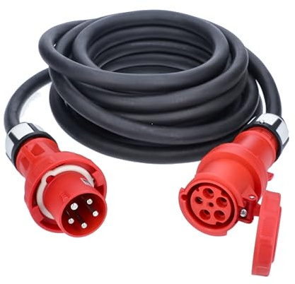as - Schwabe Starkstrom Verlängerungskabel 10 m H07RN-F 5G16 - IP44-61039 | 400V/63A/ca. 43kW - Verlängerungsleitung Baustelle - 5-polige, robuste CEE Verlängerung für Außenbereich - Made in Germany