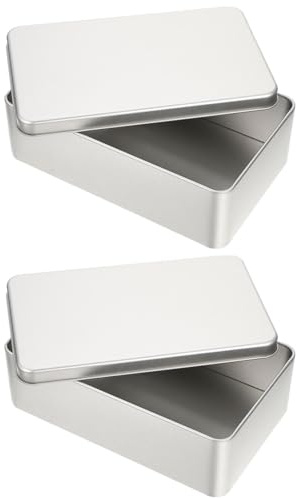 Operitacx 2 Stück Rechteckige Blechdosen Mit Deckel, 18 X 11 X 5,5 Cm, Vielseitige Aufbewahrungsboxen Für Kekse, Snacks, Geschenke, Heimdekoration
