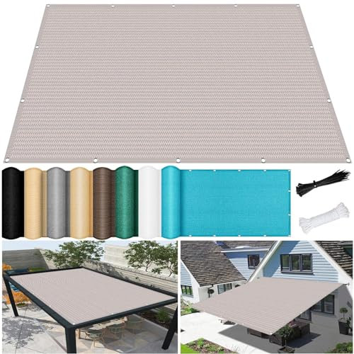 Schattiernetz 1.2 x 3.3 m Atmungsaktiv Sonnenschutz HDPE Windschutz mit UV Schutz Netz -Schattiernetz mit Ösen für Terrasse Schwimmbad, Weiß