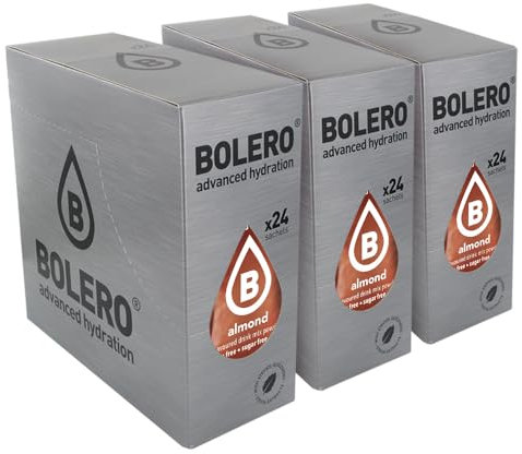 SET 72 BOLERO DA 9 GRAMMI ALMOND Preparato istantaneo per Bevande con Stevia e Vitamina C e Senza Zucchero