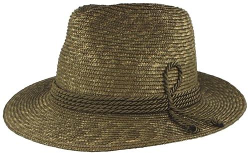 Bred traditionell stråhatt, sommarhatt, traditionell hatt, traditionell hatt, djupbacher – hatt av 100 % halm med 4-vägs snöre – oliv S, oliv, S