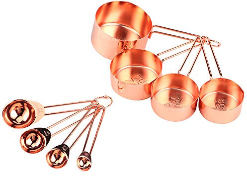 Edelstahl-Messlöffel-Becher-Set mit Waage, Back- und Küchenzubehör (Roségold)